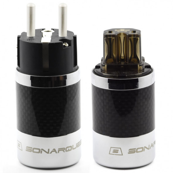 SonarQuest SQ-E39(Ag)D & SQ-C39(Ag)D Carbon Fiber Edition CRYO AG Silver Plated Series Hi-End EU Schuko Power Plug Connector