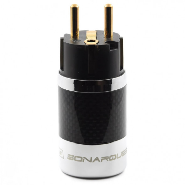 SonarQuest SQ-E39(G)D Carbon Fiber Edition Gold Plated Series High End EU Schuko Power Plug Connector