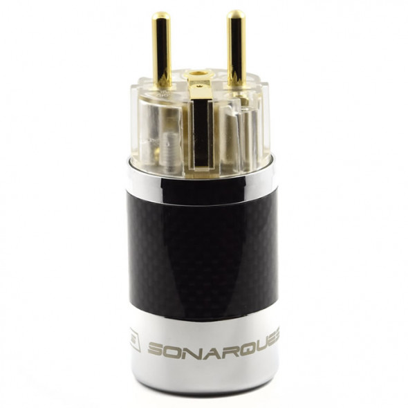 SonarQuest SQ-E39(G)T Carbon Fiber Edition Gold Plated Series High End EU Schuko Power Plug Connector