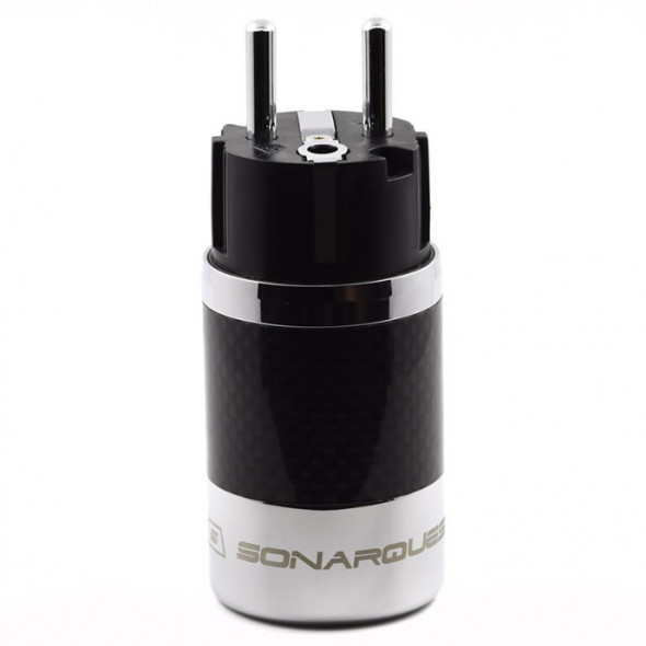 SonarQuest SQ-E39(R)B Carbon Fiber Edition Rhodium Plated Series High End EU Schuko Power Plug Connector