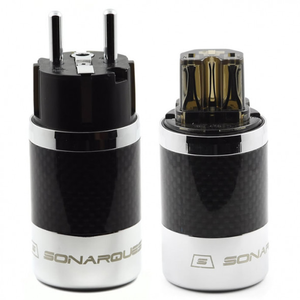 SonarQuest SQ-E39(R)D & SQ-C39(R)D Carbon Fiber Edition Rhodium Plated Series High End EU Schuko Power Plug Connector