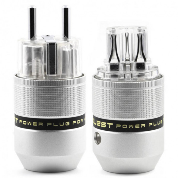 40 Pairs SonarQuest E25-R(T) & C25-R(T) Aluminum Alloy Rhodium Plated Series Audio Grade EU Schuko Power Plug Connector
