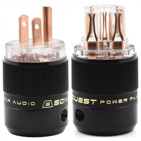 5 Sonarquest red copper US (SE-RP(T)) power plugs and 3 Sonarquest red copper IEC connectors (SE-RC(T))