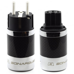 SonarQuest SQ-E39(Ag)B & SQ-C39(Ag)B Carbon Fiber Edition CRYO AG Silver Plated Series Hi-End EU Schuko Power Plug Connector