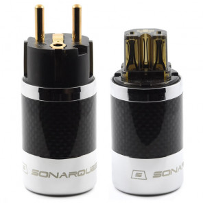 SonarQuest SQ-E39(G)D & SQ-C39(G)D Carbon Fiber Edition Gold Plated Series High End EU Schuko Power Plug Connector