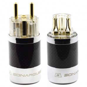 SonarQuest SQ-E39(G)T & SQ-C39(G)T Carbon Fiber Edition Gold Plated Series High End EU Schuko Power Plug Connector