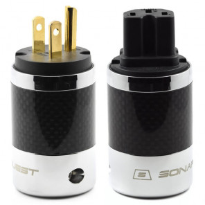 SonarQuest SQ-P39(G)B & SQ-C39(G)B Carbon Fiber Edition Gold Plated Series High End AC Power Plug Connector