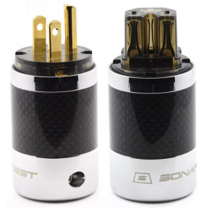 SonarQuest SQ-P39(G)D & SQ-C39(G)D Carbon Fiber Edition Gold Plated Series High End AC Power Plug Connector