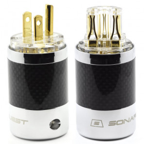 SonarQuest SQ-P39(G)T & SQ-C39(G)T Carbon Fiber Edition Gold Plated Series High End AC Power Plug Connector