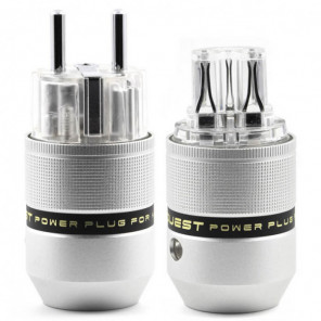 40 Pairs SonarQuest E25-R(T) & C25-R(T) Aluminum Alloy Rhodium Plated Series Audio Grade EU Schuko Power Plug Connector