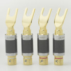 SonarQuest SQ-YT011 Carbon Fiber Series Gold Hi-Fi Y Shape Spade Speaker Connector Plug