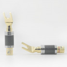 SonarQuest SQ-YT011 Carbon Fiber Series Gold Hi-Fi Y Shape Spade Speaker Connector Plug